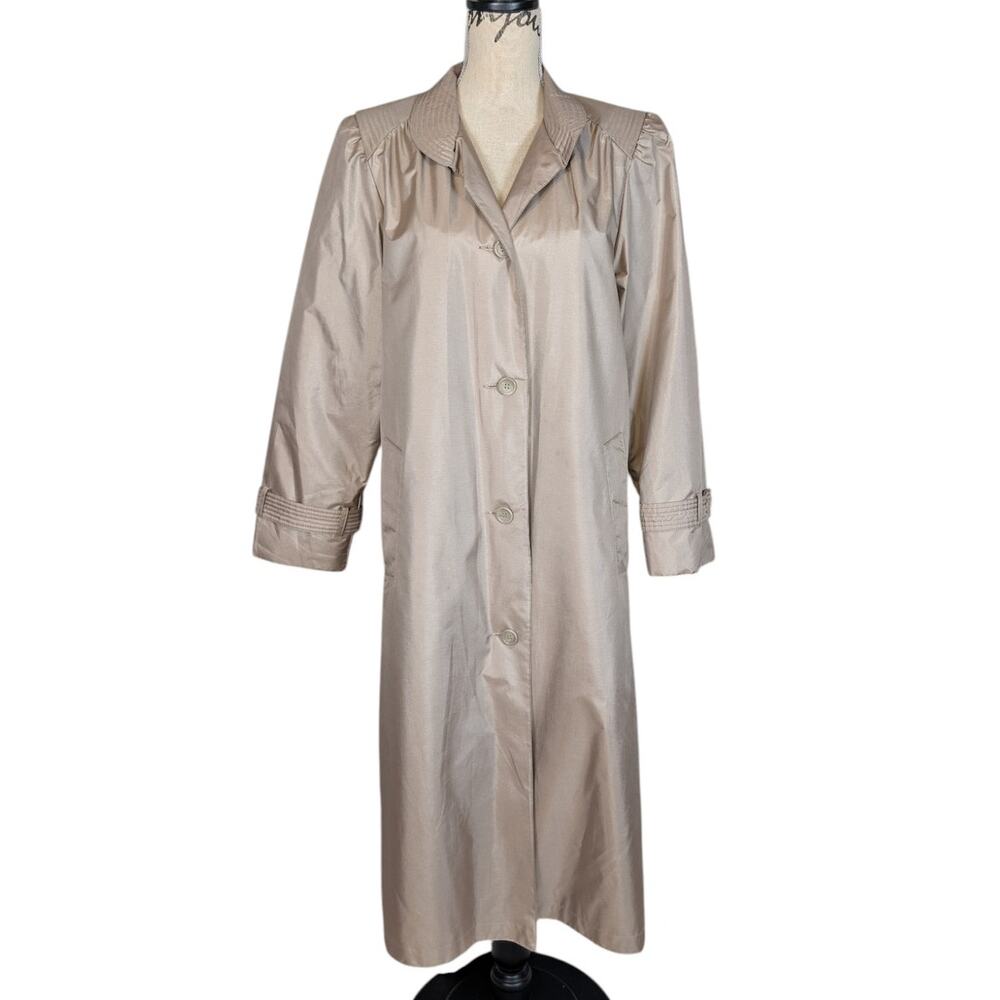Vintage Windsor Bay Trench Coat Beige Zip-Out Lining Rain Coat Size 8
